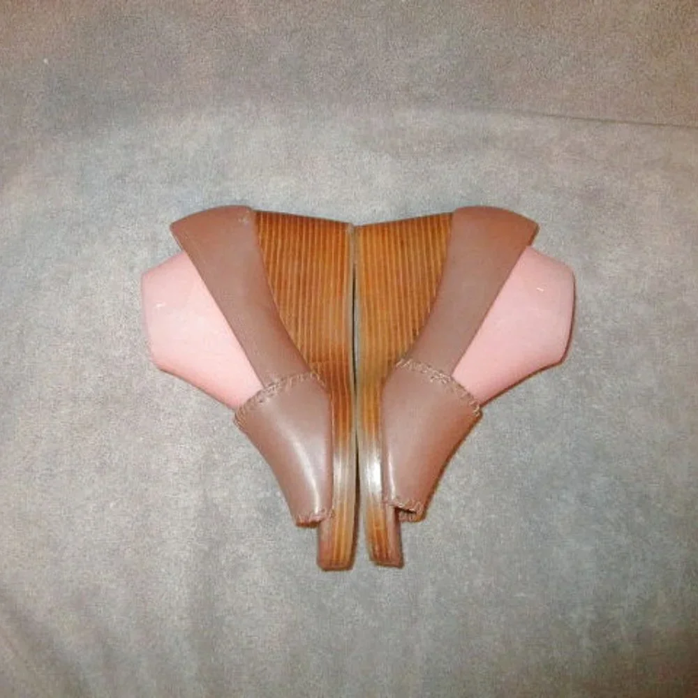 Jack Rogers Palmer Stacked Wedge Sandals Womens Size 10 Whipstitched Leather